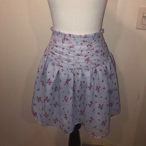 Y2K Trendy Blue Floral Mini Skirt